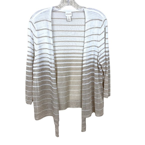 Chico's Sweaters - Chico's 2 Shimmer Stripe Cardigan Sweater